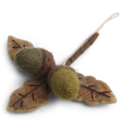 Grüne Eicheln Filz Anhänger - Beige/ Braun/ Grün
