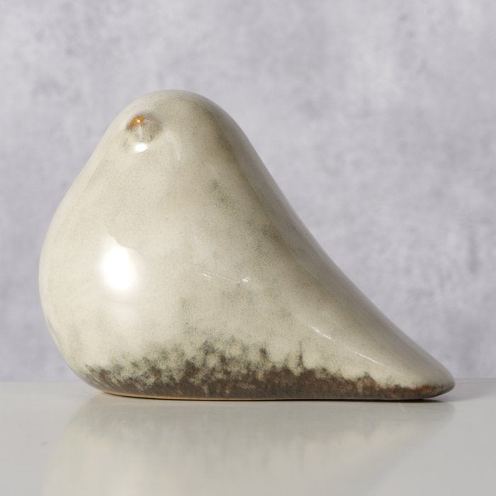 Vogel/ Dekovogel, Keramik cremeweiß, groß - 13 cm