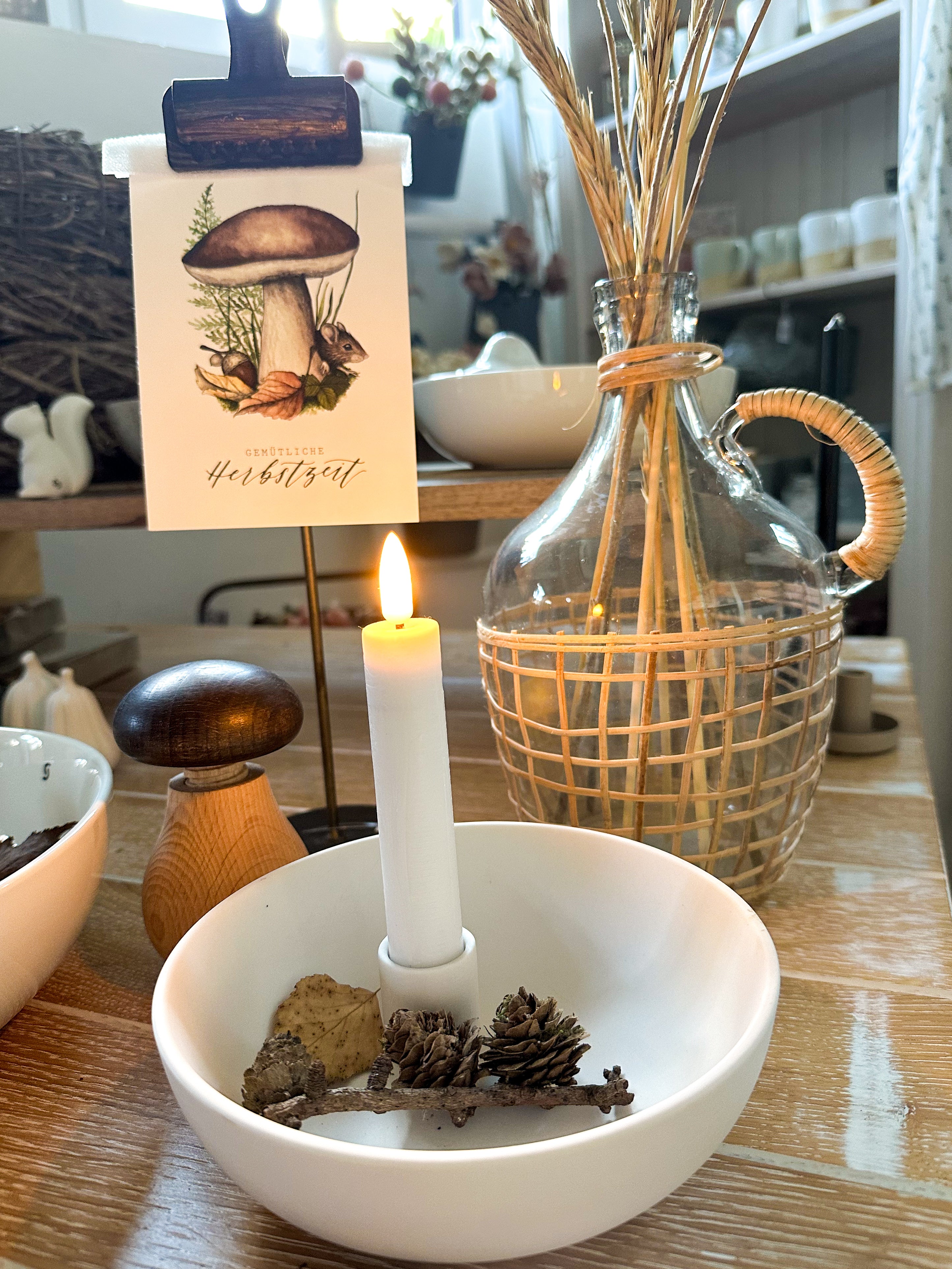 LED Stabkerzen, Rustik Optik, weiß 2er-Set - 15cm