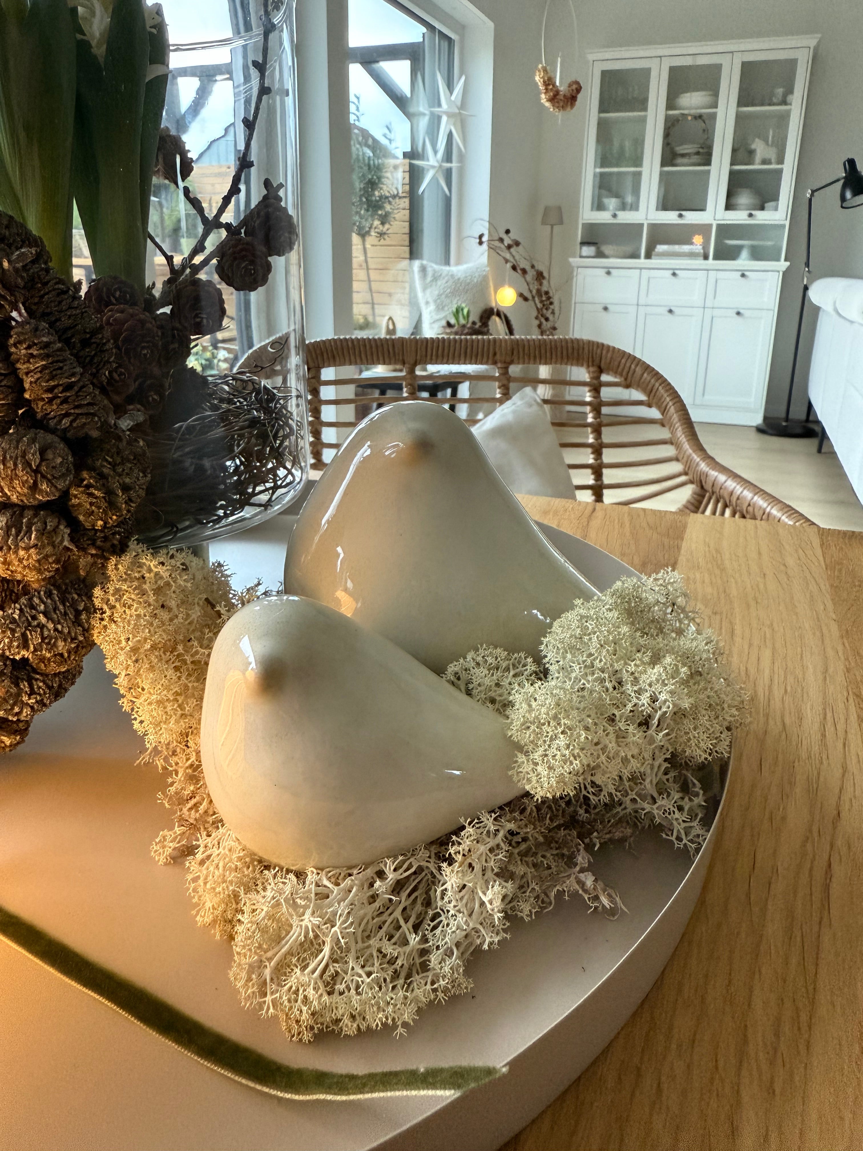 Vogel/ Dekovogel, Keramik cremeweiß, klein - 8 cm