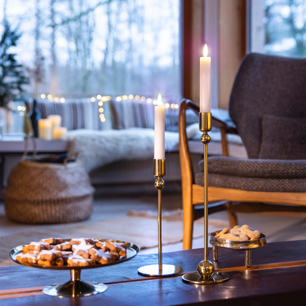 LED Stabkerzen, Rustik Optik, weiß 2er-Set - 15cm