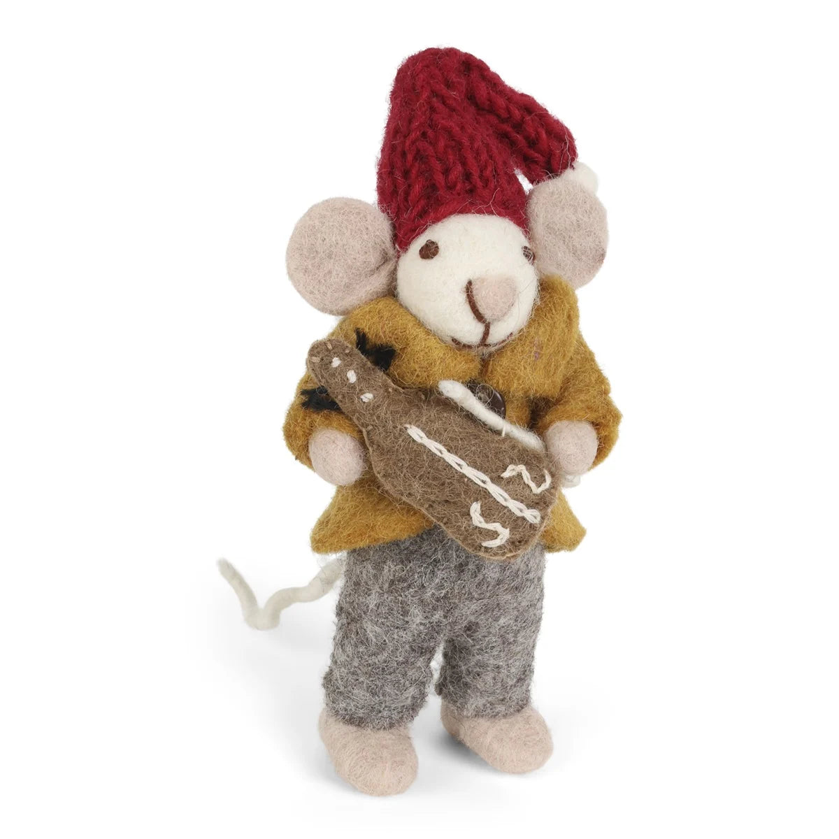 Weihnachtsmaus/ Orchester Maus weiß mit Violine - 11 cm