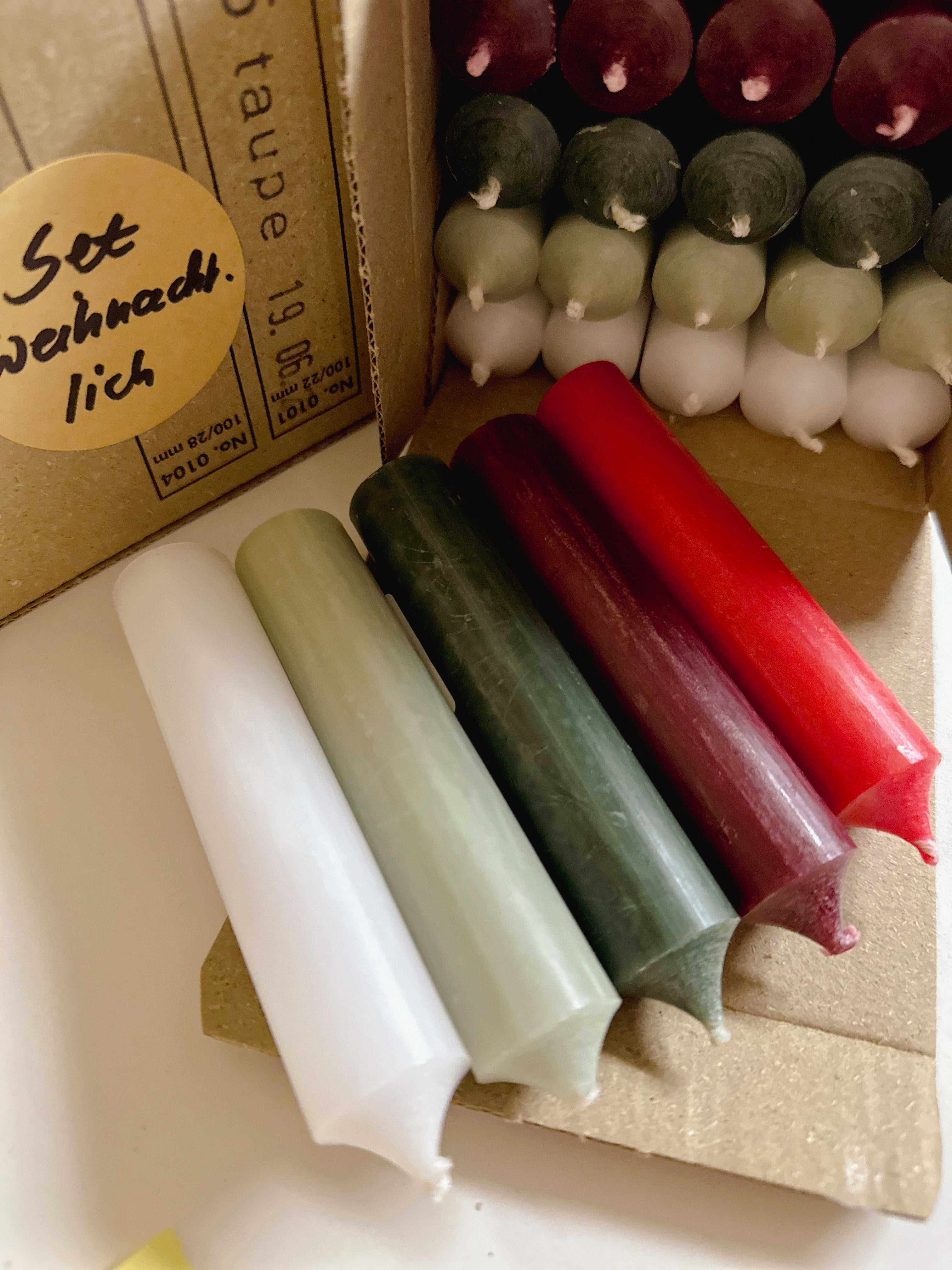 25er Box/ Set "Weihnacht.lich" kurze Stabkerzen 10 x 2,2 cm