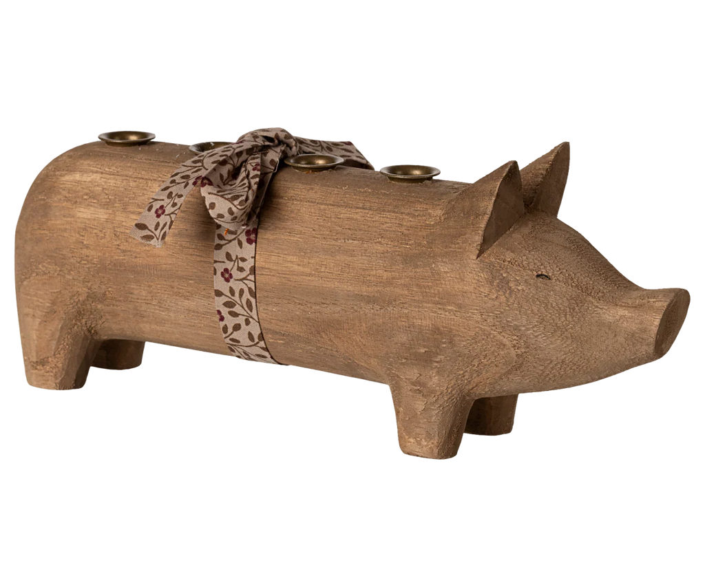 Kerzenschwein/ Kerzenständer Advent für dünne Stabkerzen - Adventsschwein