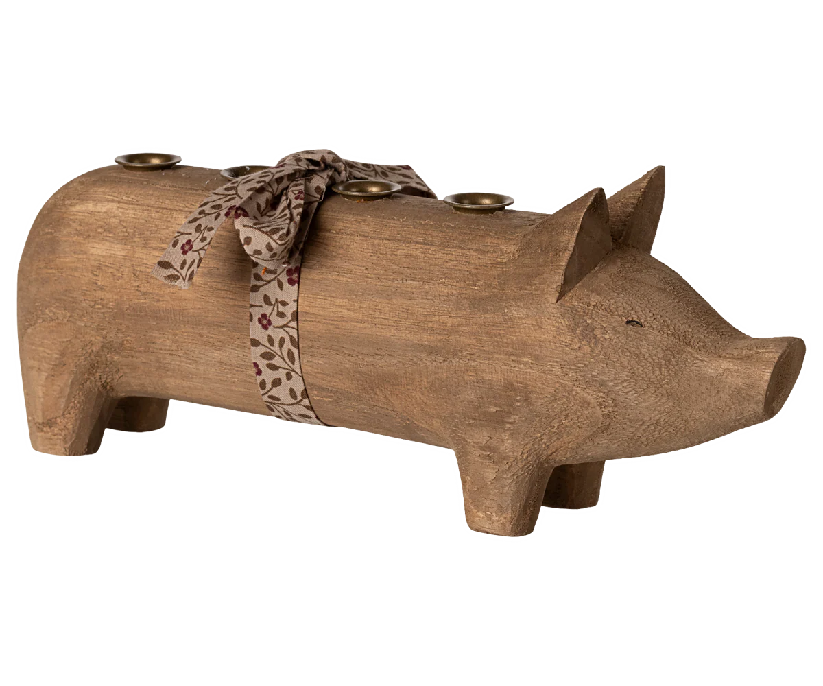 Kerzenschwein/ Kerzenständer Advent für dünne Stabkerzen - Adventsschwein