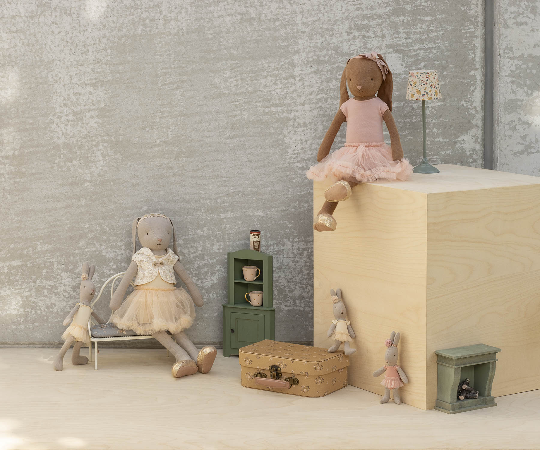 Hase/ Kaninchen, Mikro - Mädchen Ballettanzug und Rock, rosa- 14 cm