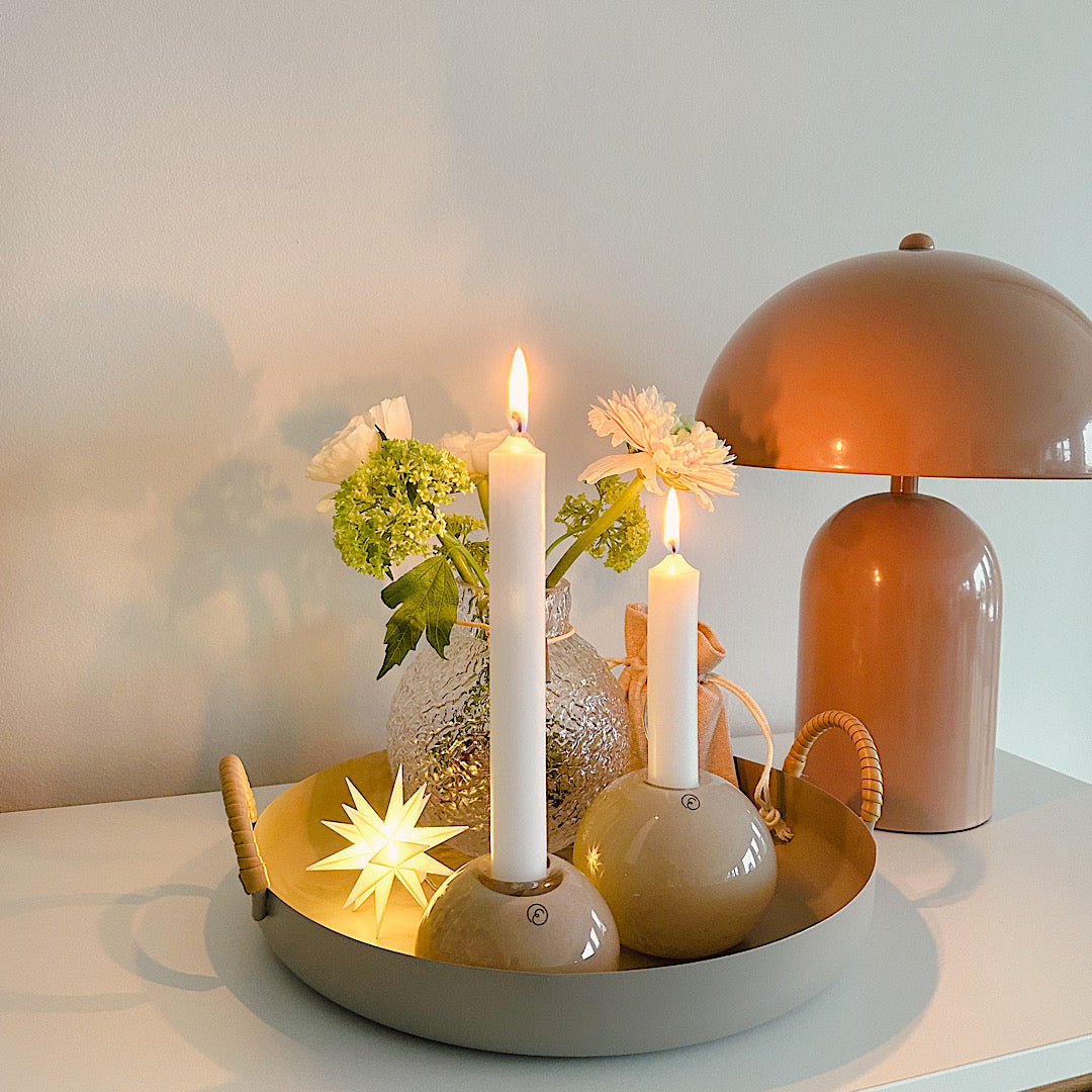 Tablett Metall/ Dekotablett mit Henkeln, taupe - 3 Größen