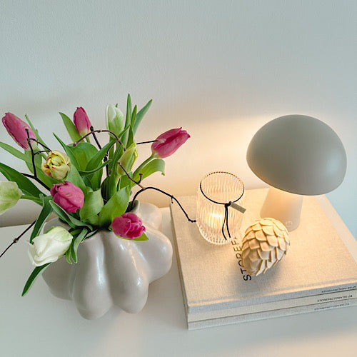 LED Lampe Pilzform, Dimmfunktion, aufladbar, 3 Farbstufen - weiß