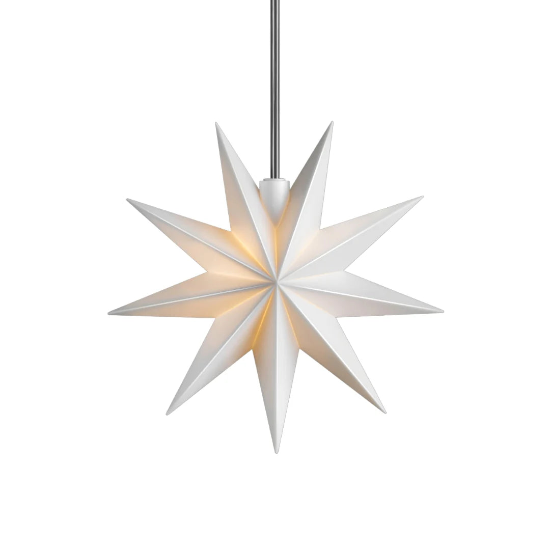 LED Leuchtstern/ Fensterstern 9 Zacken, weiß  Ø 15 cm mit Batteriefach und Timer