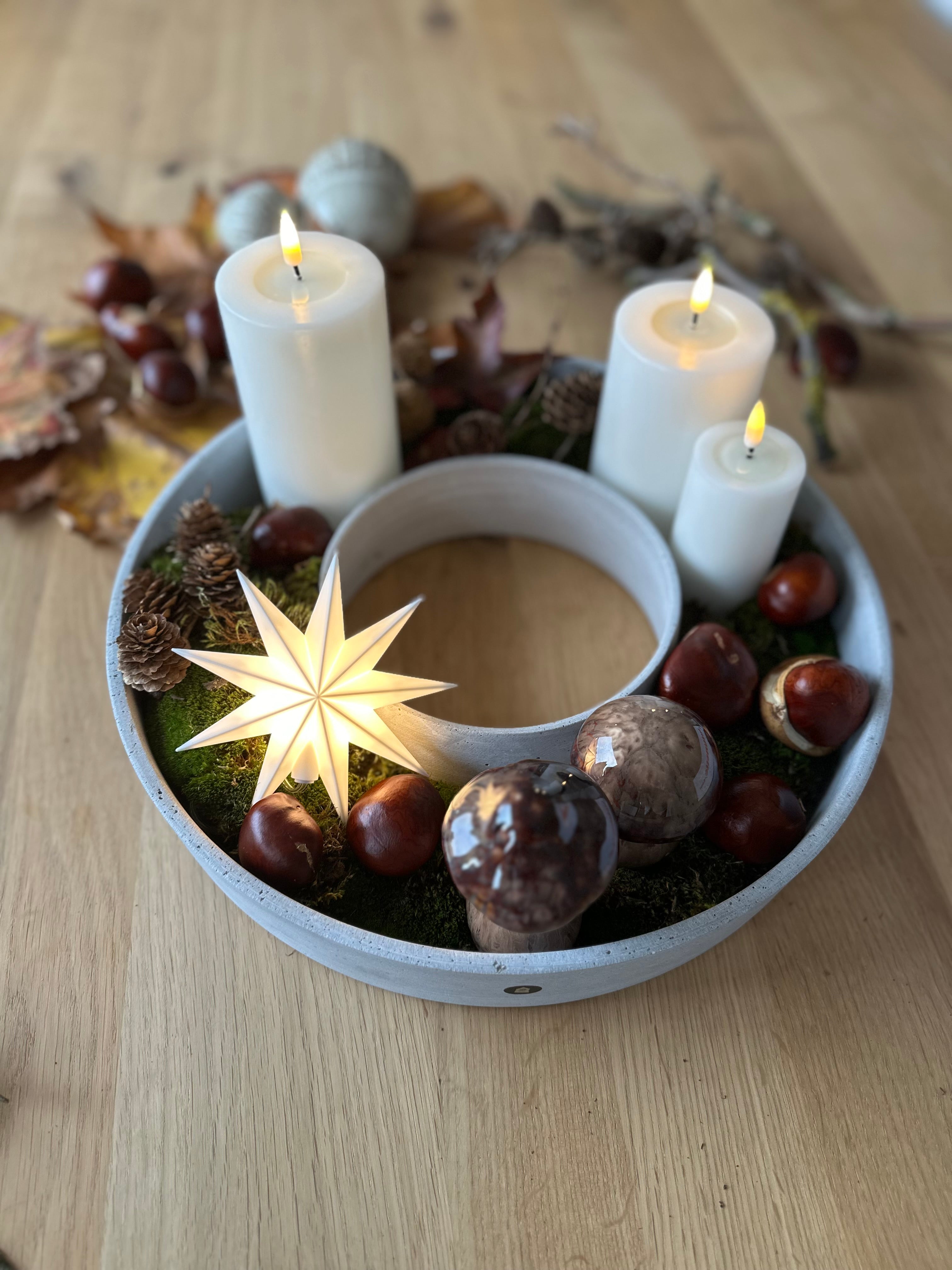 LED Leuchtstern/ Fensterstern 9 Zacken, weiß  Ø 11,5 cm mit Batteriefach und Timer