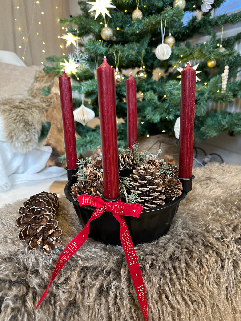 Kerzenhalter Backform, Adventskerzenhatler - schwarz