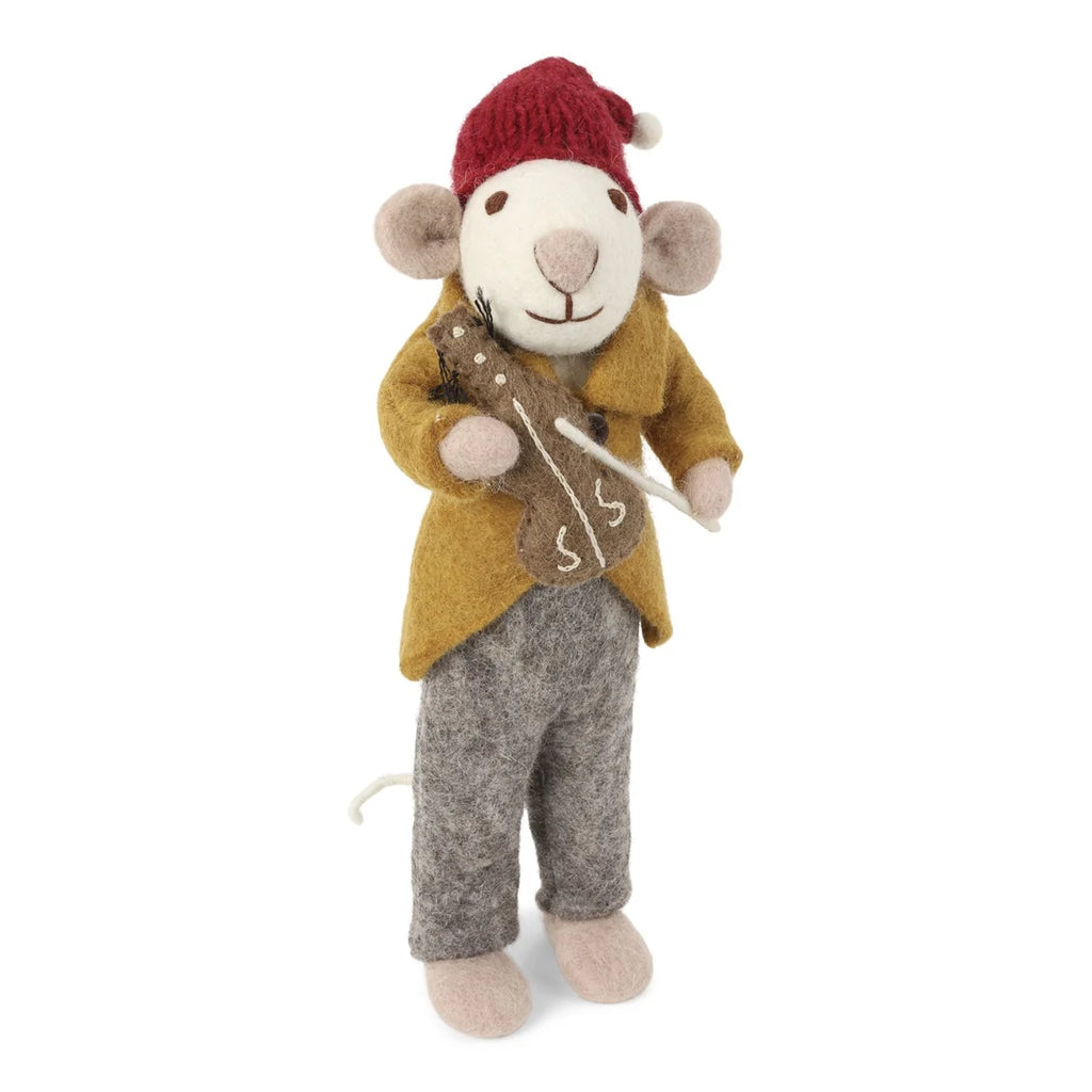Weihnachtsmaus/ Orchester Maus weiß mit Violine - 27 cm