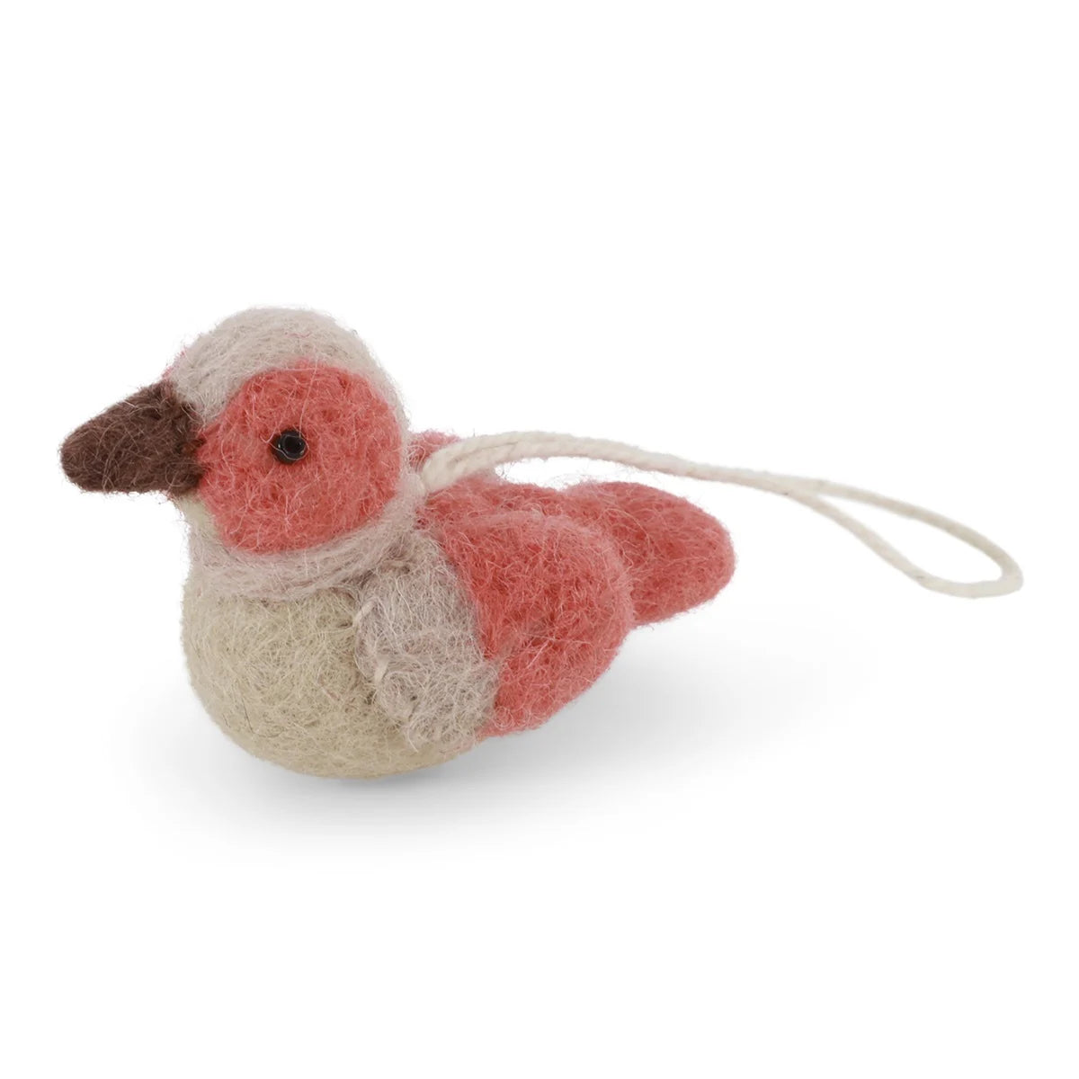 Mini Vogel/ Filz Spatz Coral/ Beige - 5,5 cm