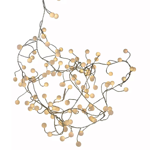 Lichterkette Perlen Clusterlights Kugel 120 LED 3m mit Timer, warm weiß - Trafo