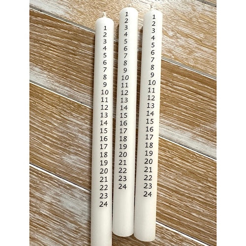 Advendskerze/ Stabkerze 1-24 - weiß, H: 25 cm