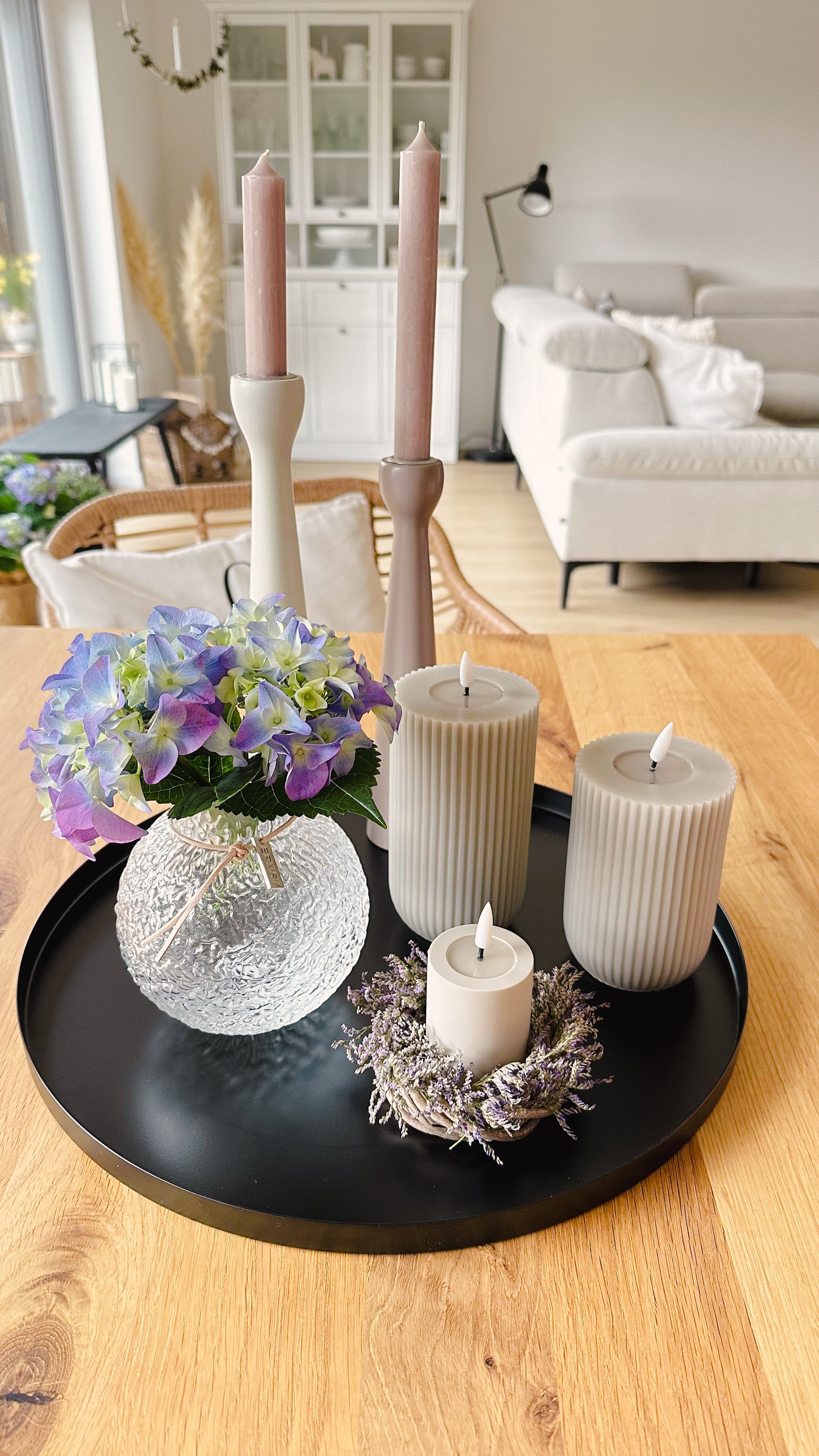 Staubiges Sand LED Outdoorkerze/  Stumpenkerze Deluxe Homeart - Ø5 X H 7,5 cm