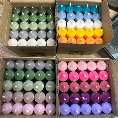 25er Box/ Set "Pastell.lich" kurze Stabkerzen 10 x 2,2 cm - Bestseller Farbmix