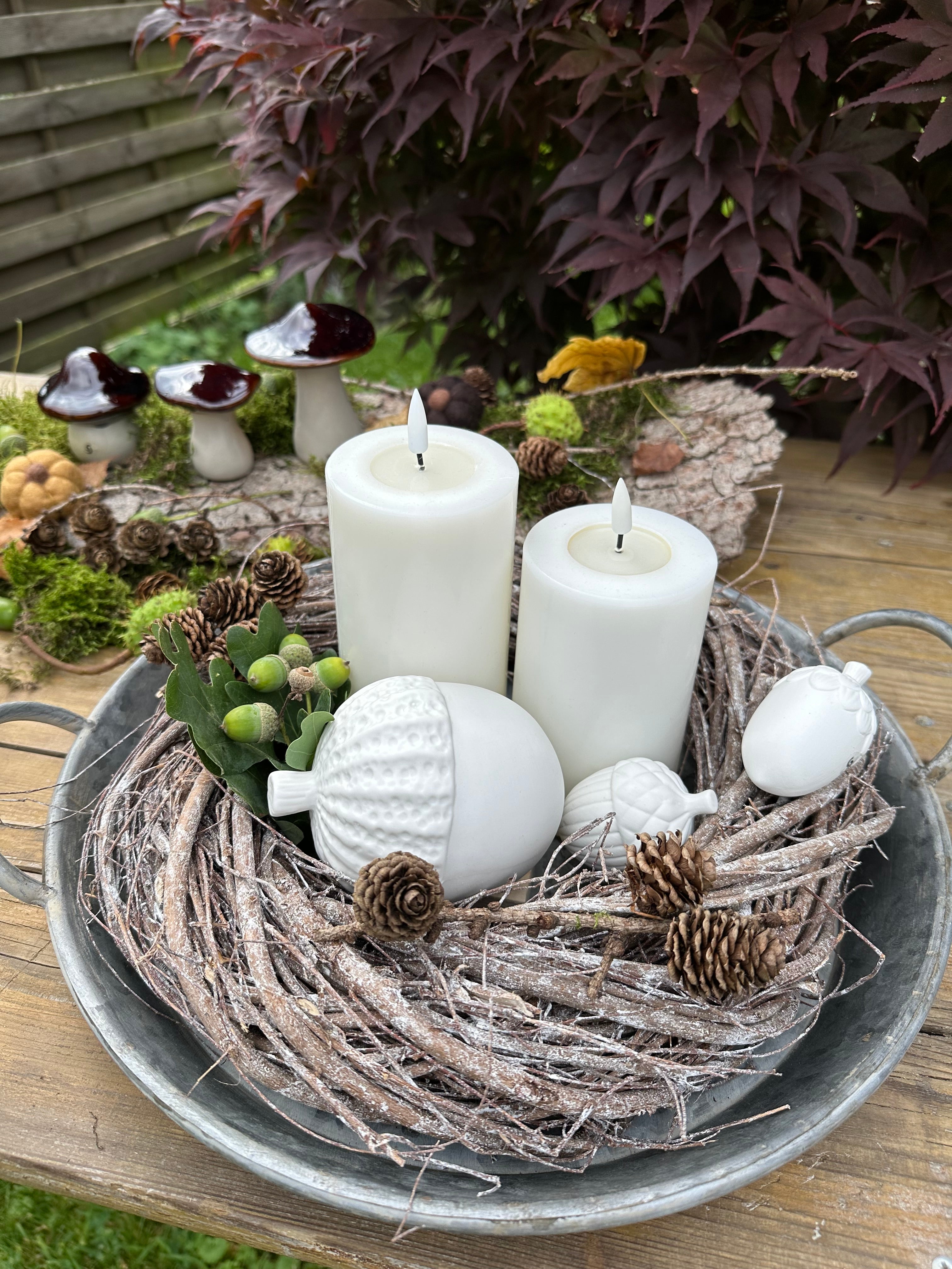 Tablett/ Dekoteller/ Platte Zink mit Griffen - Ø 36 cm