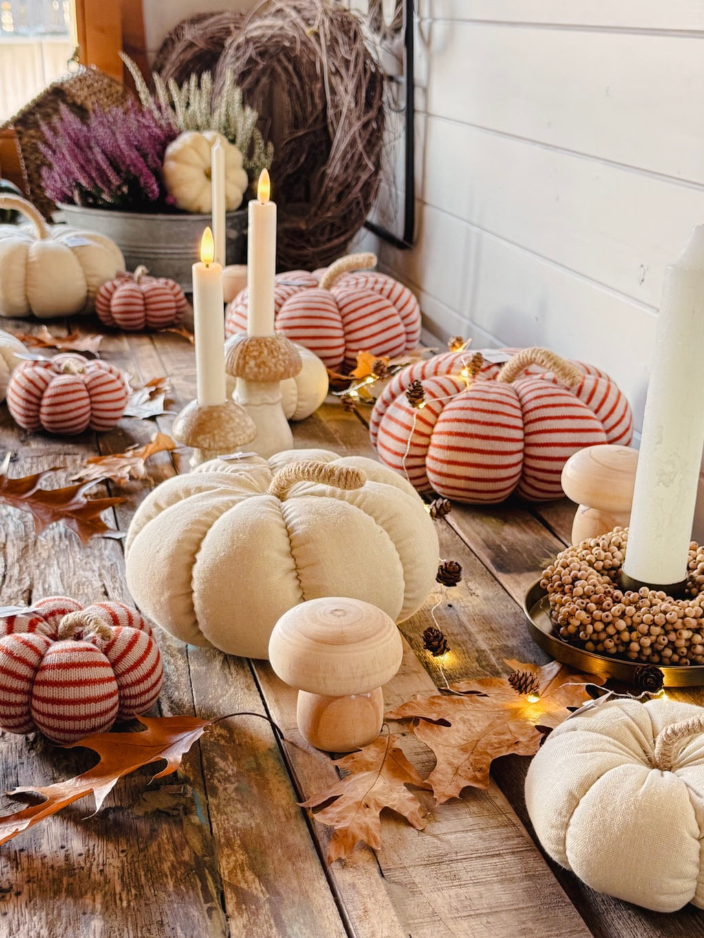 Kürbis/ Dekokürbis Stoff, naturfarbiger Canvas - 20 cm