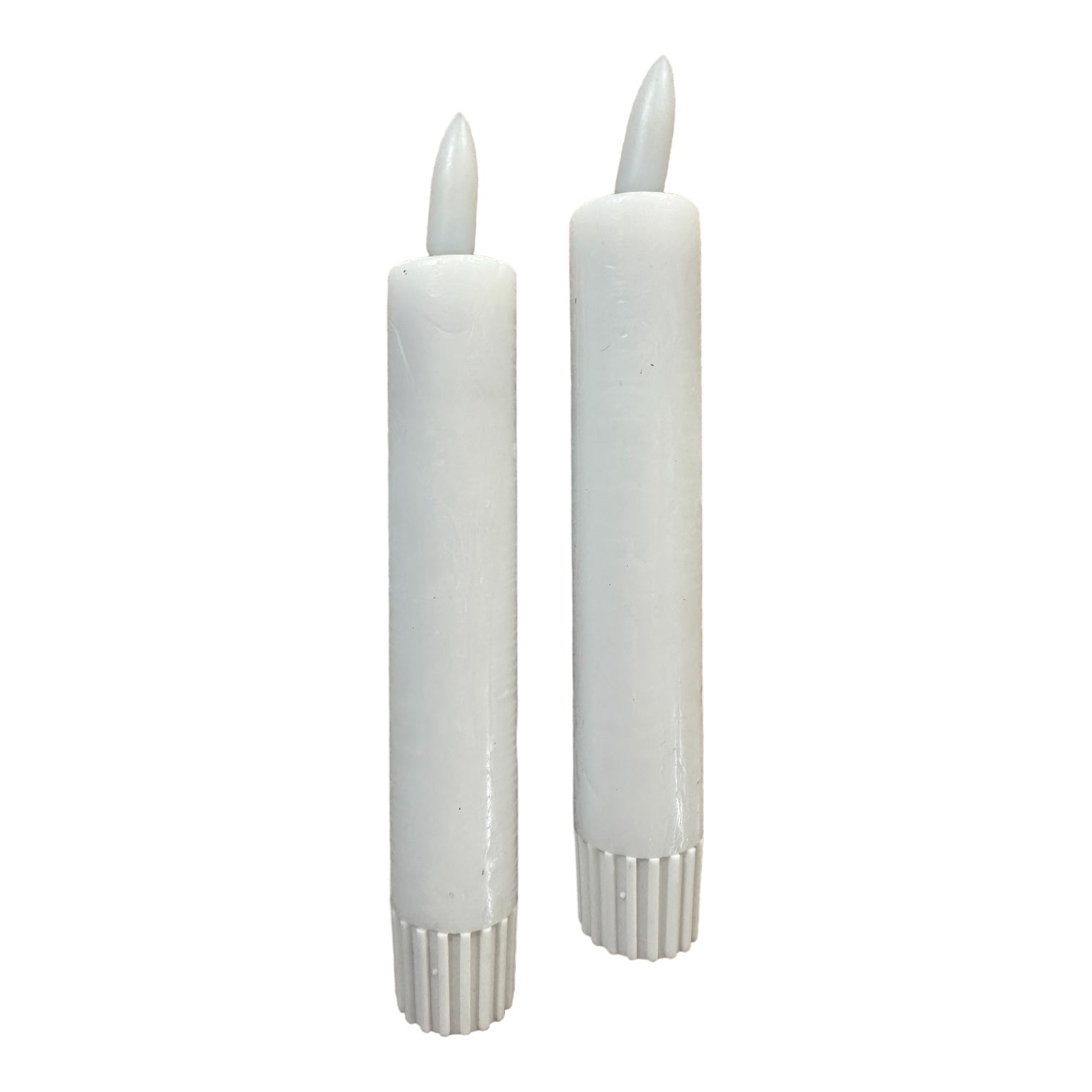 LED Stabkerzen, Rustik Optik, weiß 2er-Set - 15cm