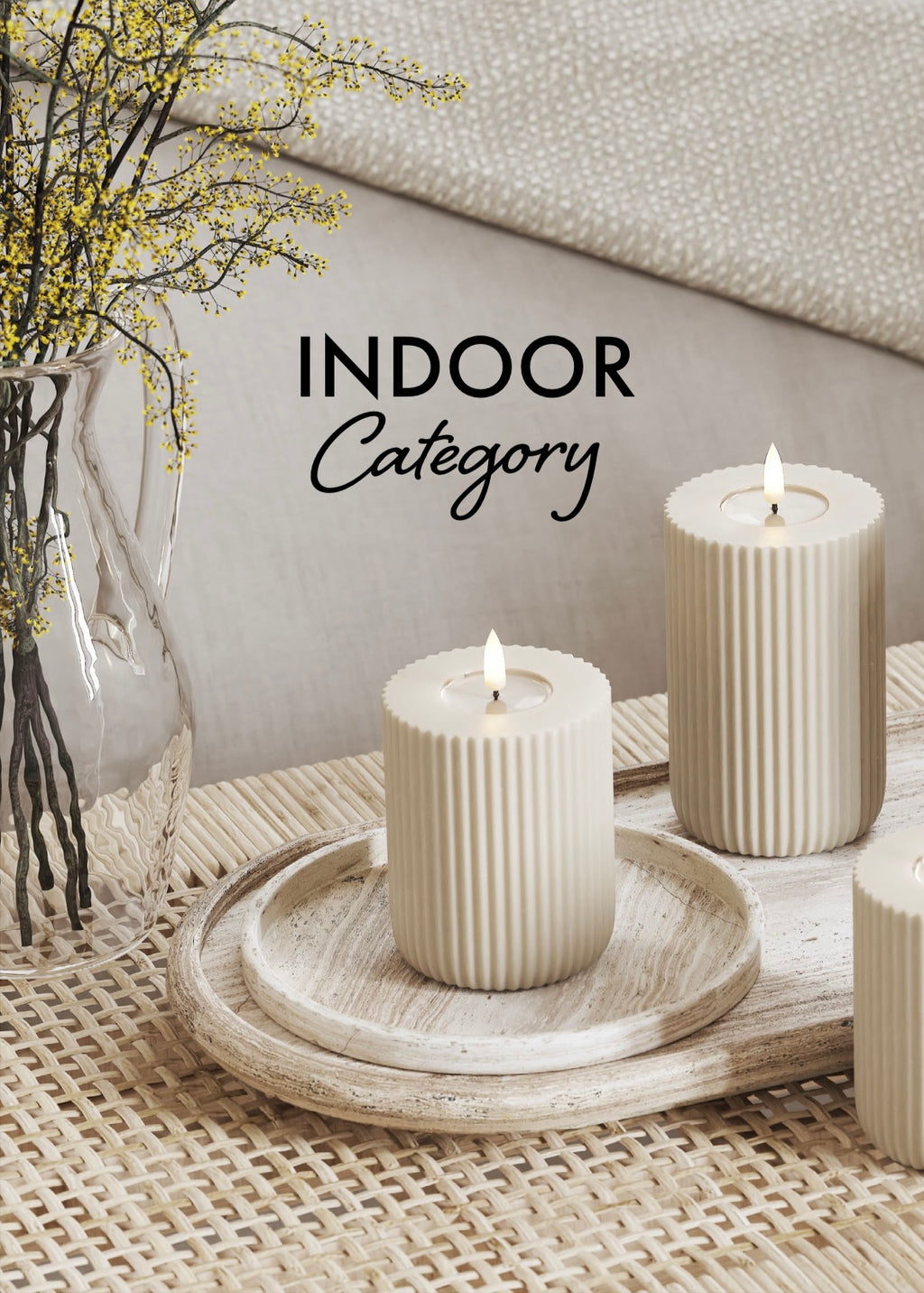 LED Shape gerillte Kerze, Sand Deluxe Homeart - Ø8 X H 12,5 cm