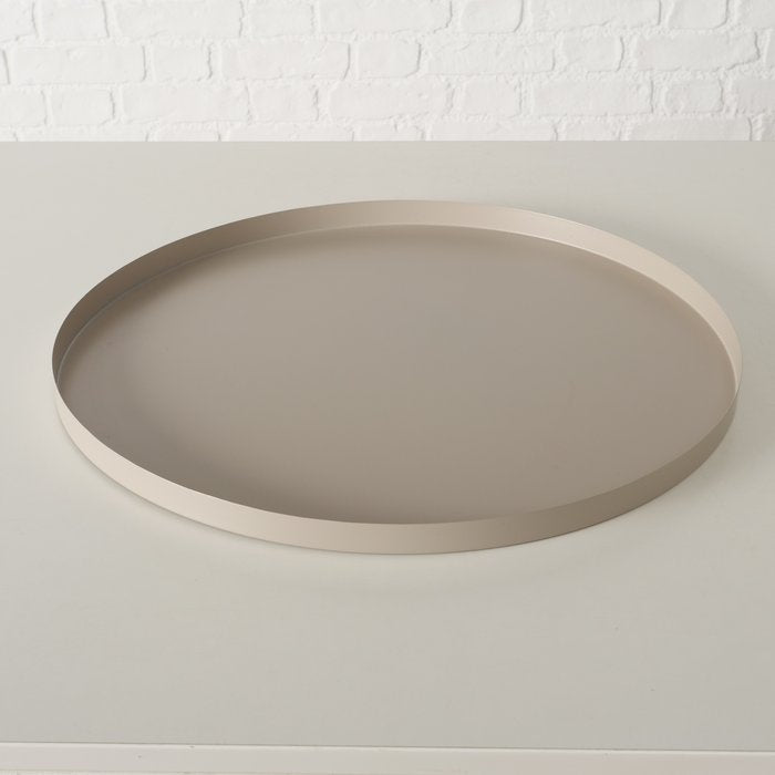 Dekotablett/ Tablett Rondella Metall, matt beige - Ø 40 cm