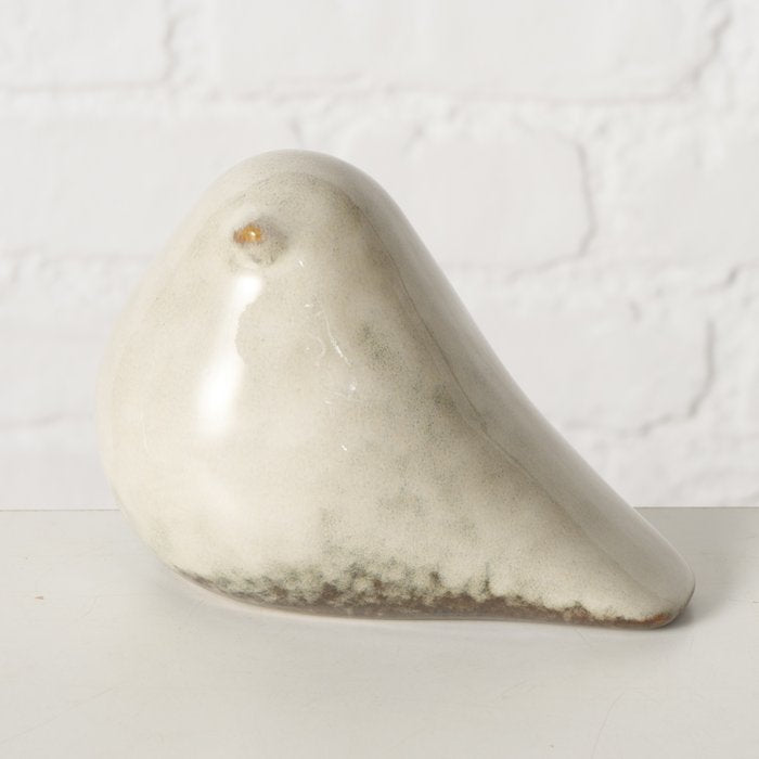 Vogel/ Dekovogel, Keramik cremeweiß, groß - 13 cm