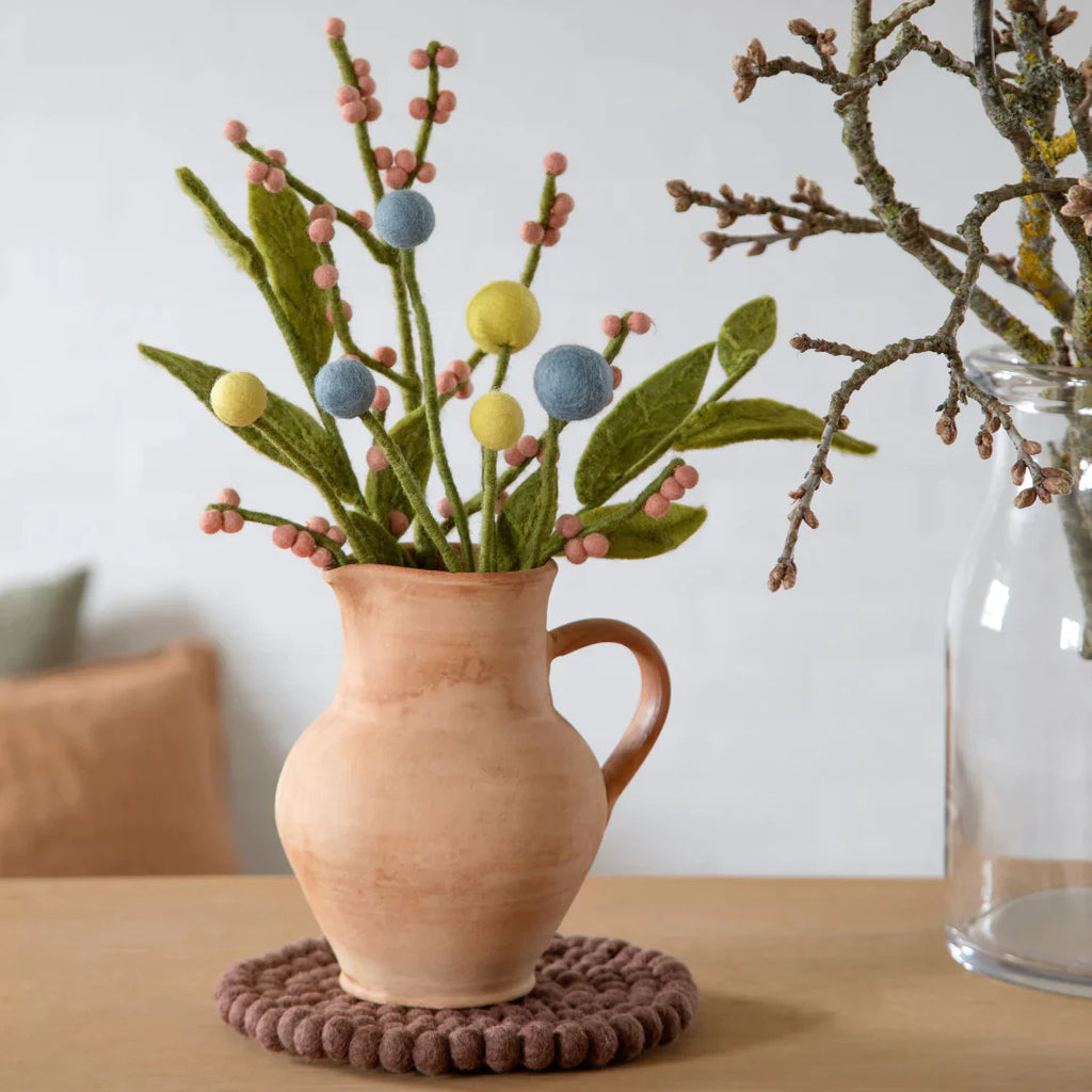 kleine Blume aus Filz/ Filzkugel  - Rouge - Ø 2 cm