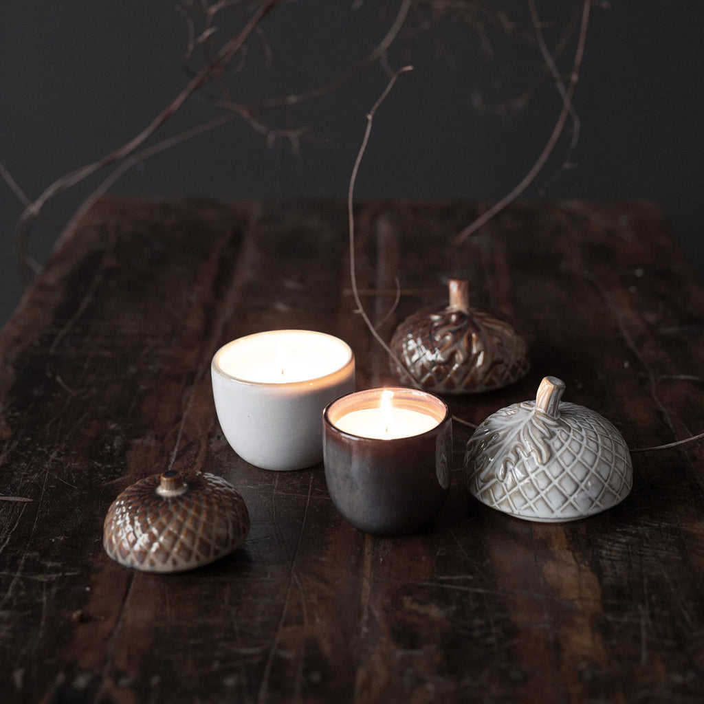 KERZE MIT DECKEL EICHEL, braun  - 2 Größen