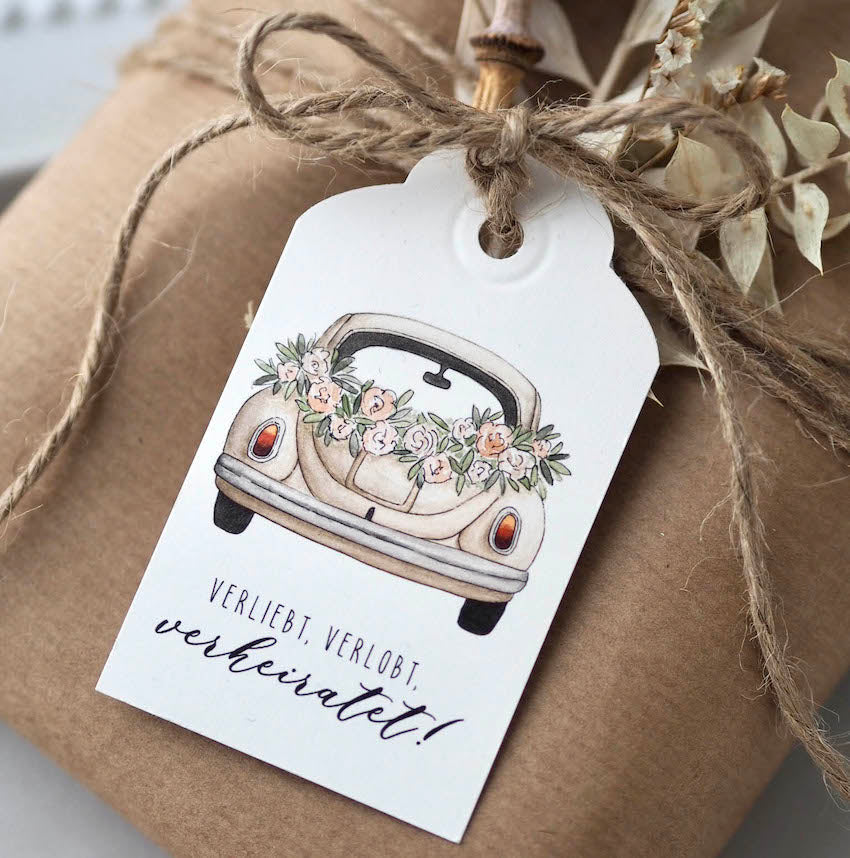 Geschenkanhänger "Hochzeit" - Verliebt, Verlobt, Verheiratet!