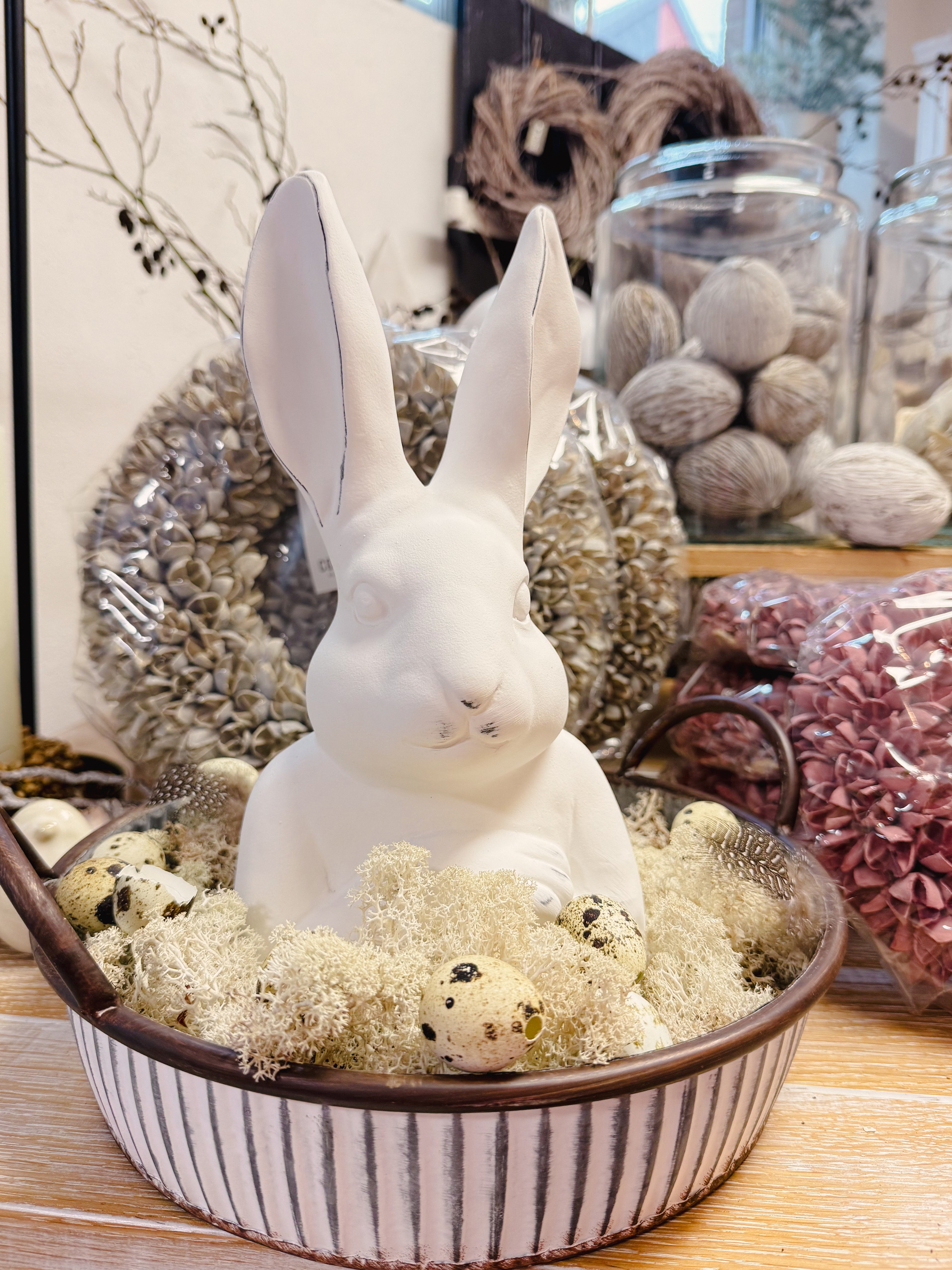 Tablett/ Dekoschale Zink mit Griffen, gerillt - Ø 28,5 cm