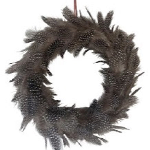 Kranz Perlhuhnfedern, beidseitig, natur -  Ø 20 cm