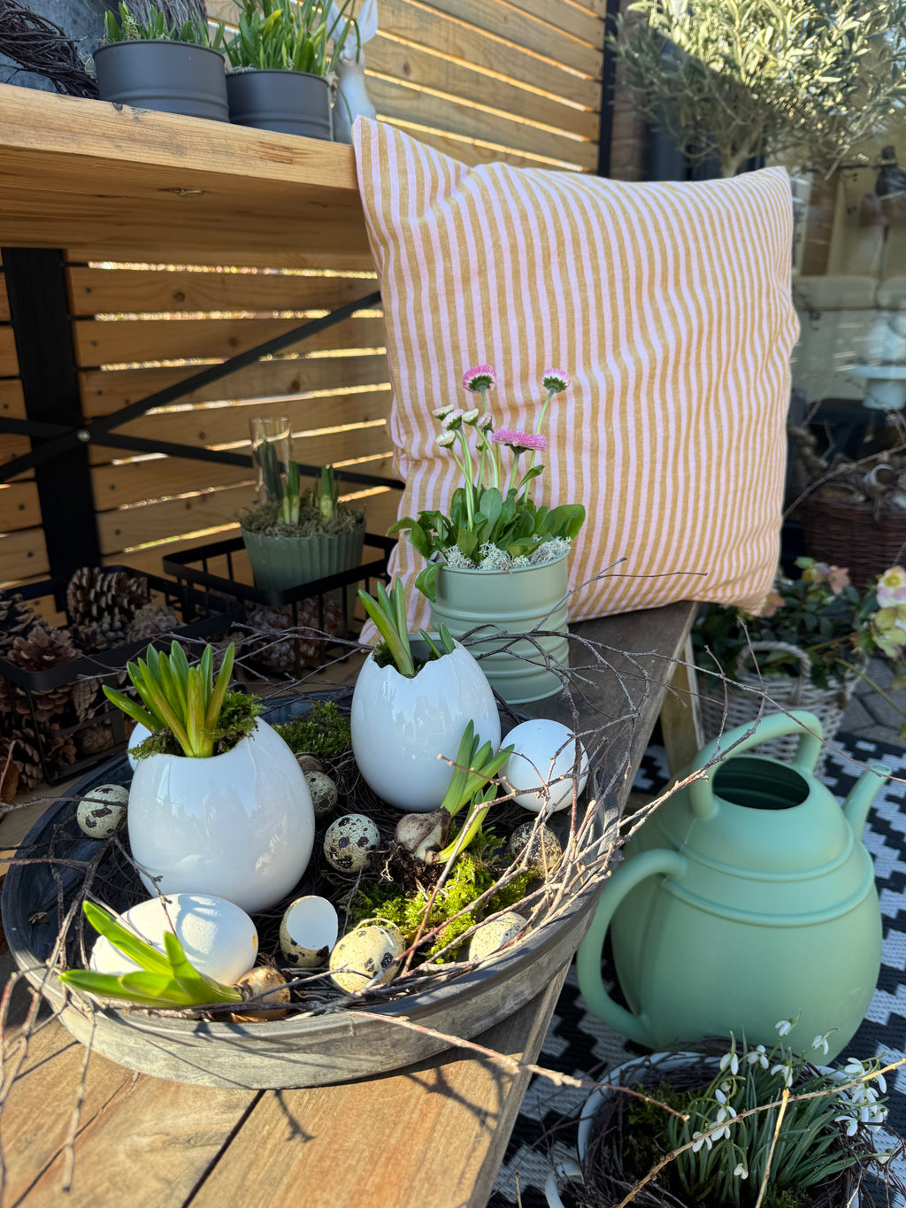 Kissenbezug Linea mit mustard und hellrosa schmalen Streifen - 50 x 50 cm