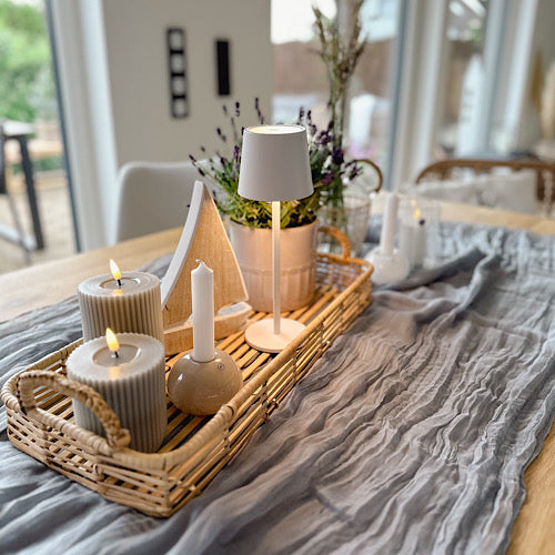 Stoff 50/90 x 300 cm - blaugrau