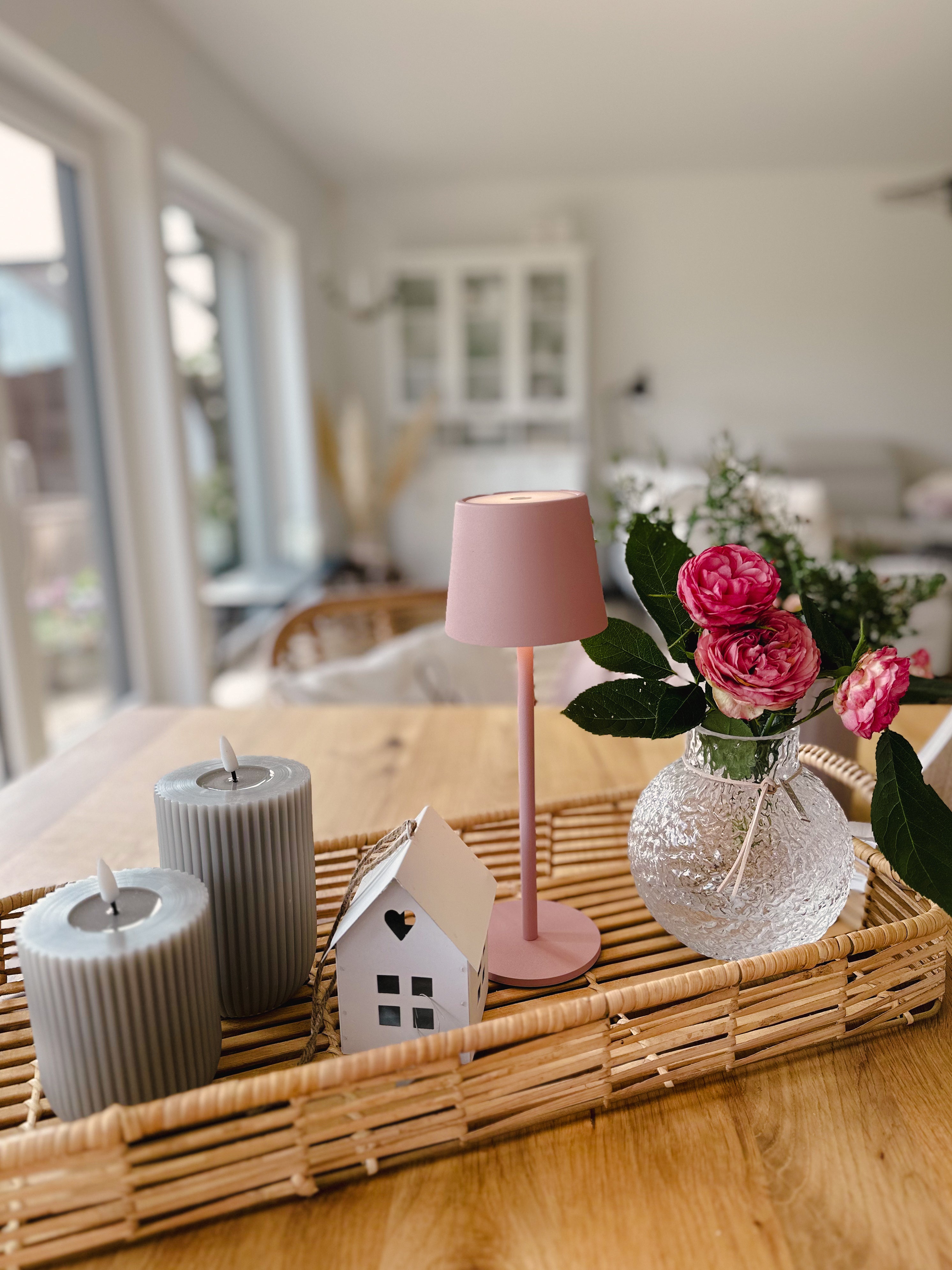 LED Tischleuchte Touch, Dimmfunktion, aufladbar, 3 Farbstufen - rosa