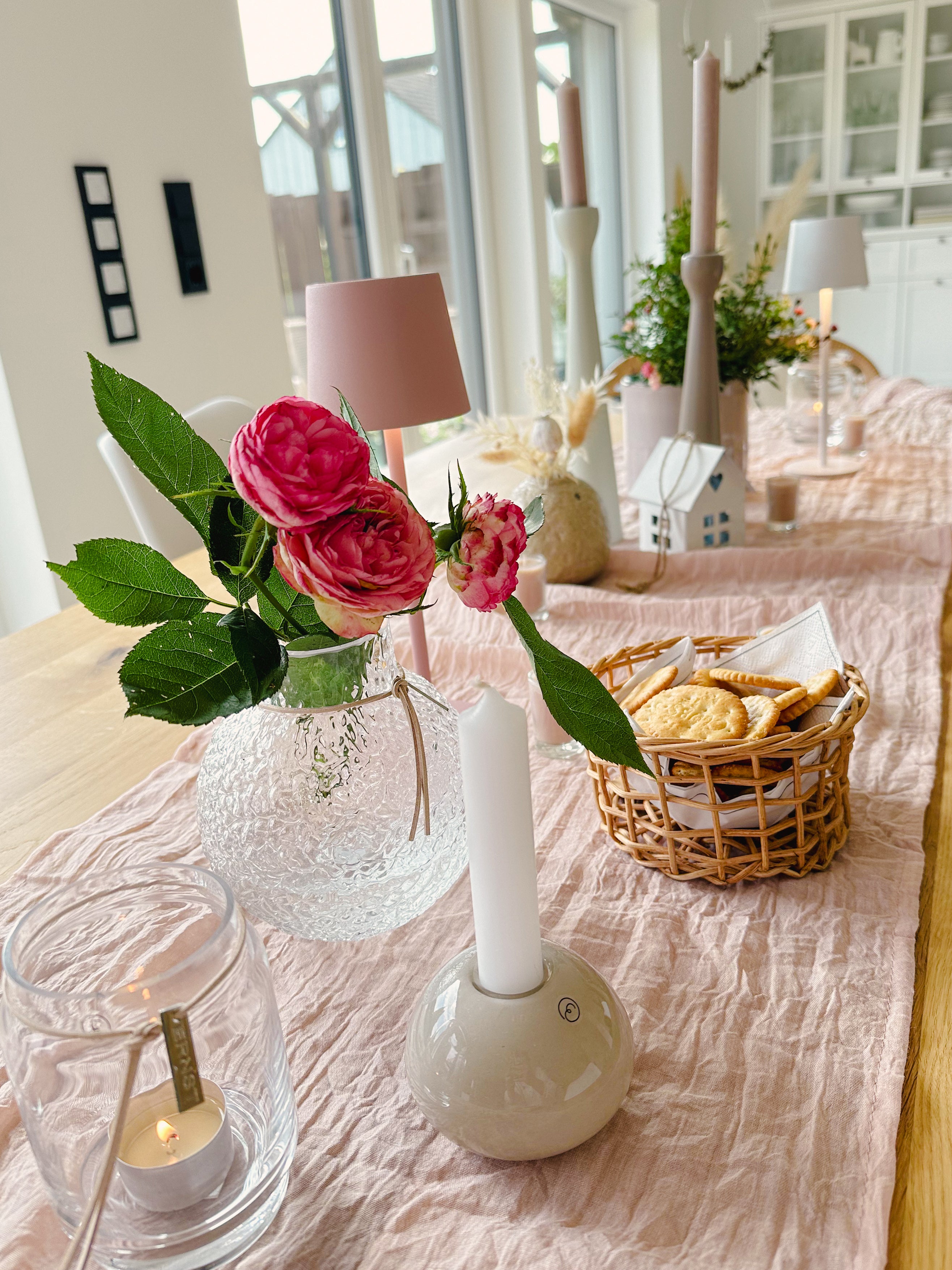 LED Tischleuchte Touch, Dimmfunktion, aufladbar, 3 Farbstufen - rosa