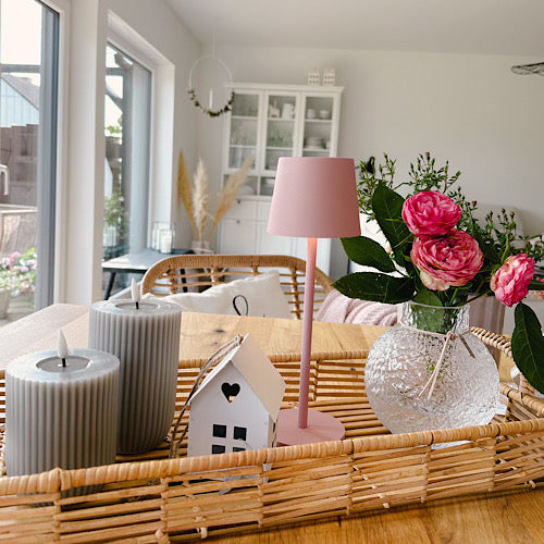 LED Tischleuchte Touch, Dimmfunktion, aufladbar, 3 Farbstufen - rosa