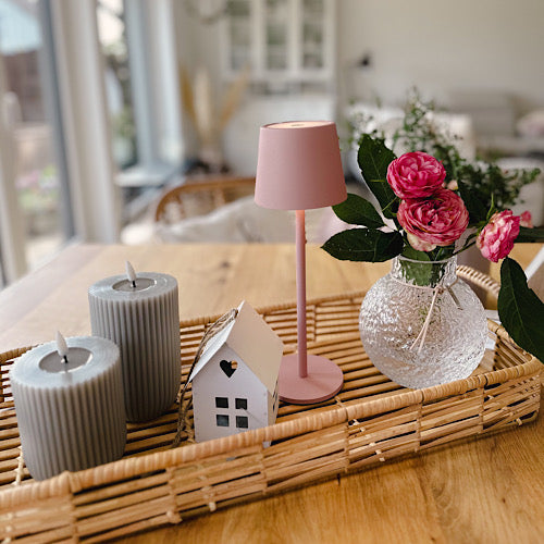 LED Tischleuchte Touch, Dimmfunktion, aufladbar, 3 Farbstufen - rosa