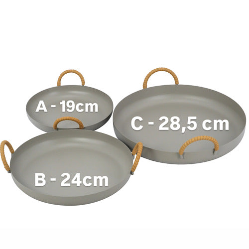 Tablett Metall/ Dekotablett mit Henkeln, taupe - 3 Größen