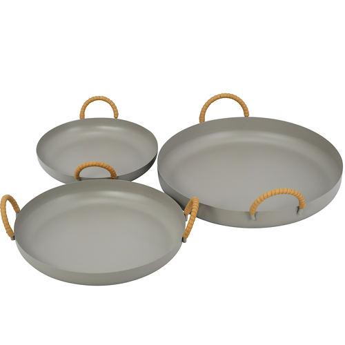 Tablett Metall/ Dekotablett mit Henkeln, taupe - 3 Größen