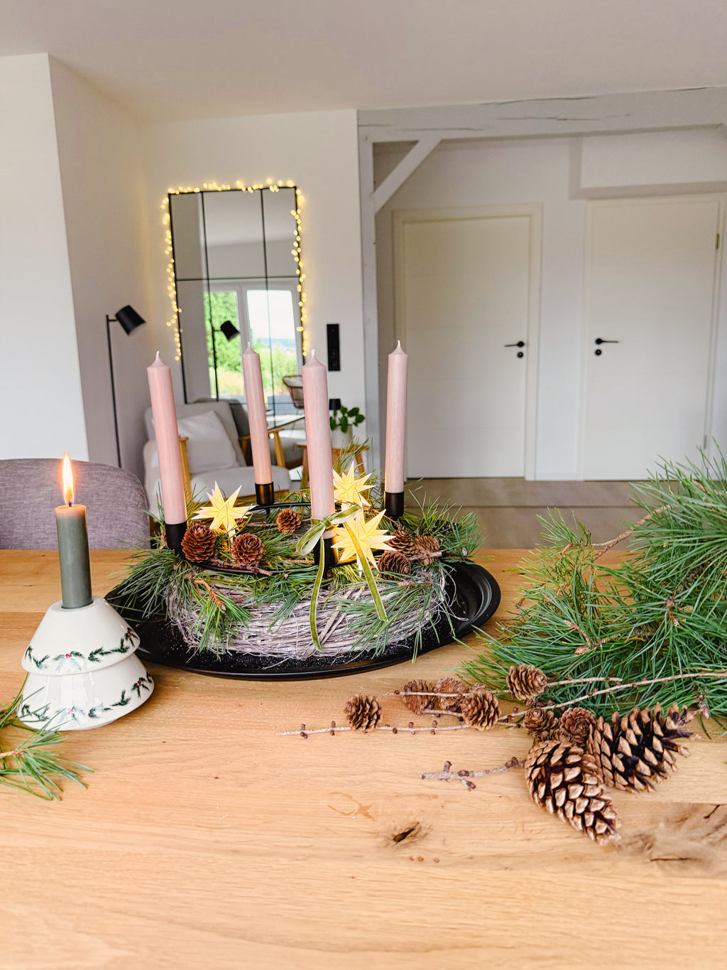 LED Sternenkette/ Babysternenkette 18 Zacken, weiß, 3 Sterne  Ø 8cm mit Batteriefach und Timer