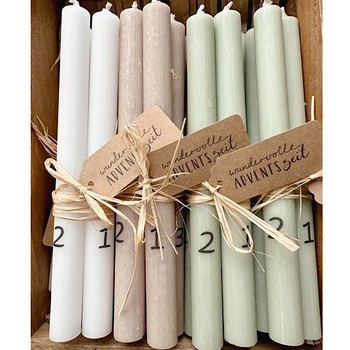 Advendskerzen 1-4 Zahlen - weiß, H: 25 cm