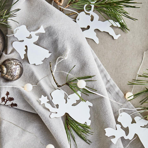 Scherenschnitt Engel, 4er Set - weiß