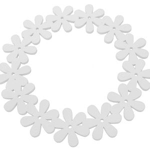 Kranz Holz Blumen, weiß -  Ø 15 cm