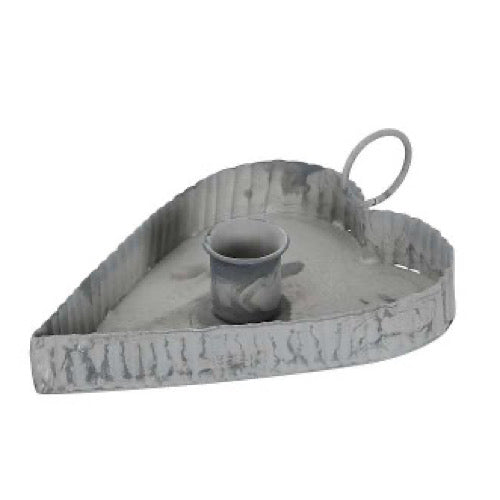 Kerzenhalter Herz für Stabkerze - Zink