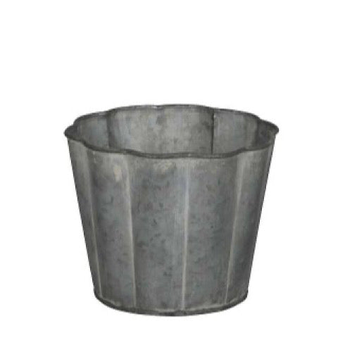 Topf/ Übertopf Blüte, Ø: 15,5 cm - Zink