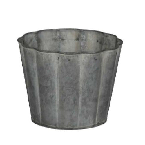Topf/ Übertopf Blüte, Ø: 18 cm - Zink