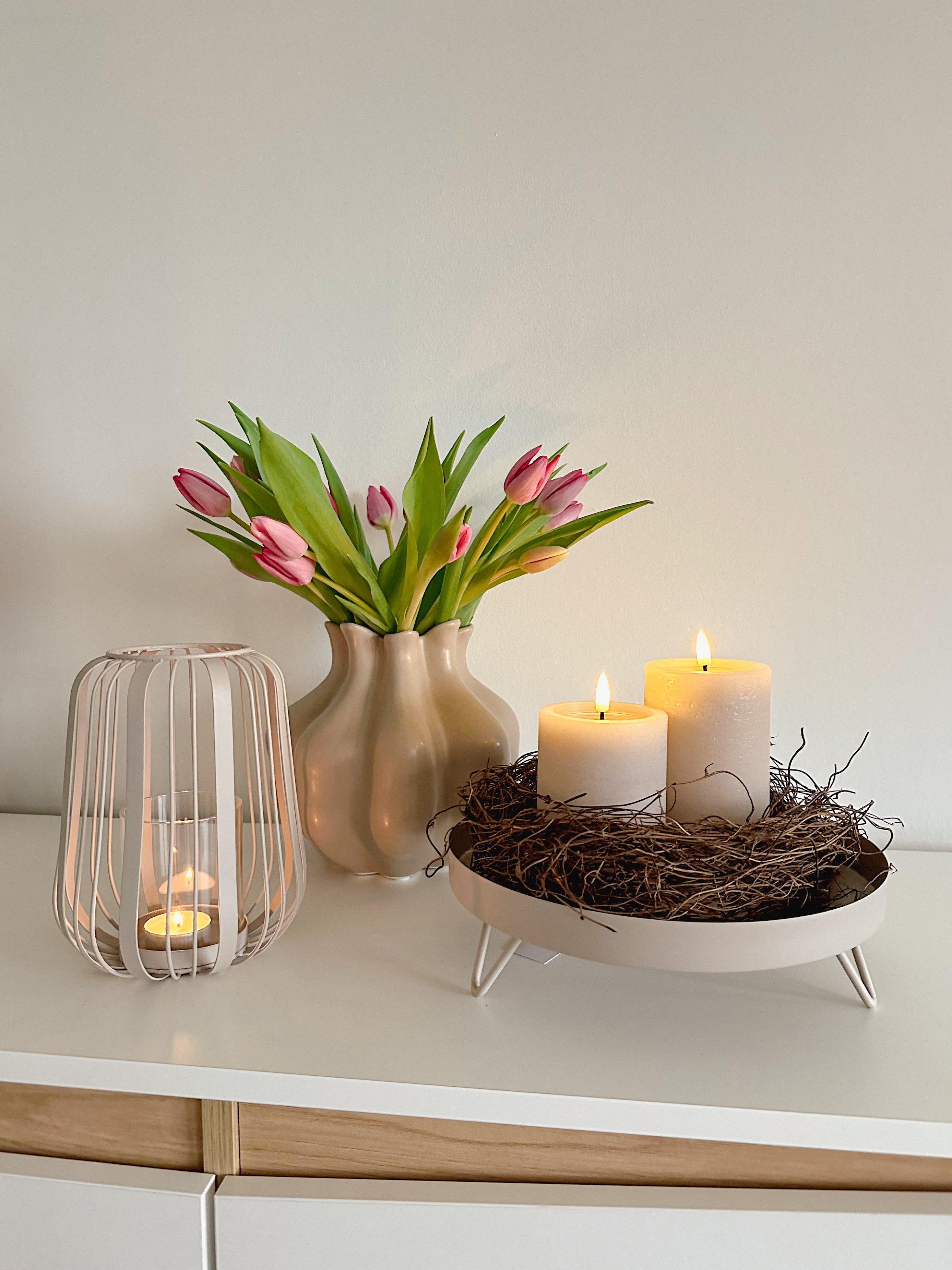 Tablett Metall/ Dekotablett mit Füßen, taupe - D: 25 cm