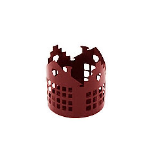 Häuschen-Kerzenhatler/ Kerzenhalter für Teelicht gestantze Häuser, Metall - rot