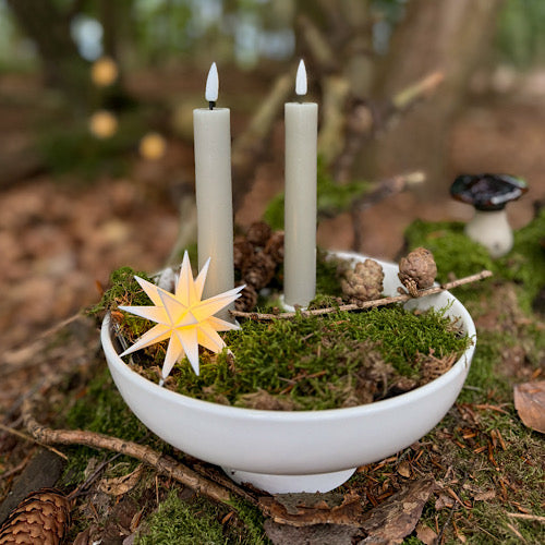 LED Leuchtstern/ Baby-Stern 18 Zacken, weiß  Ø 8cm mit Batteriefach und Timer